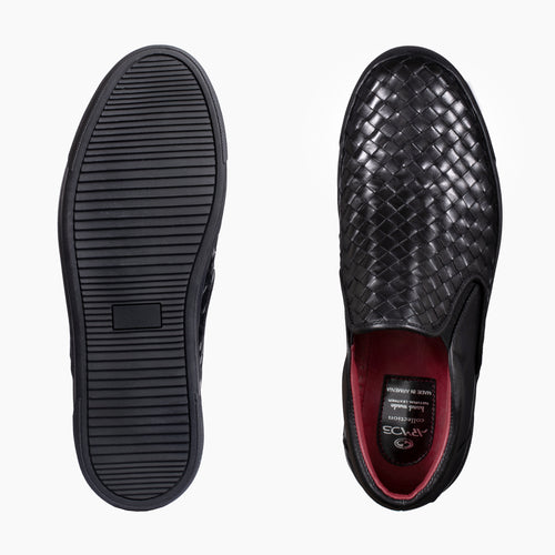 Men's Black Woven Slip-On Sneaker