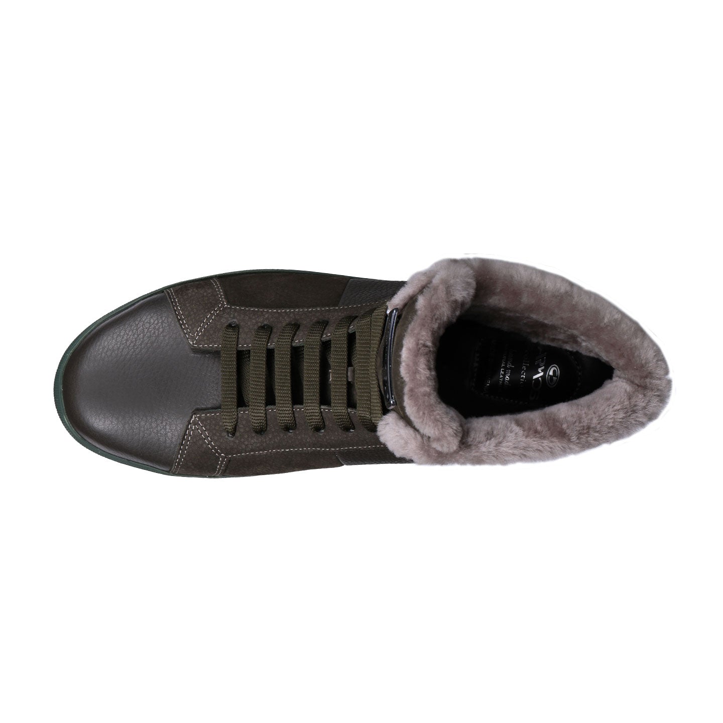 Insulated green leather boots