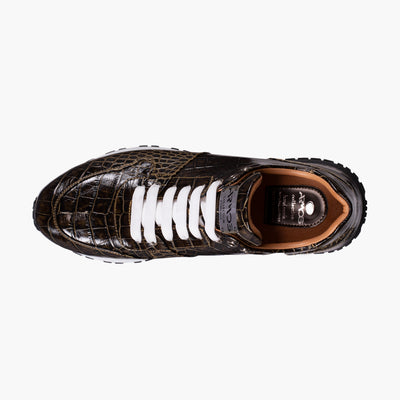 Men's Brown Croc-Print Leather Sneaker