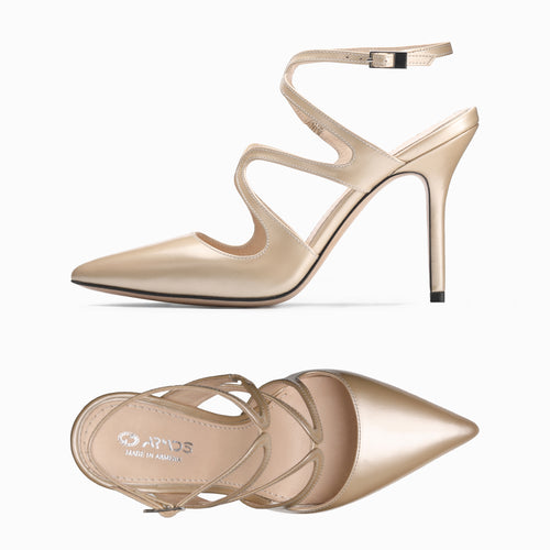 Women’s Champagne Leather Slingback Pump