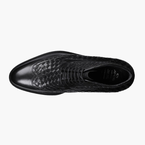 Men's Black Woven Leather Boot