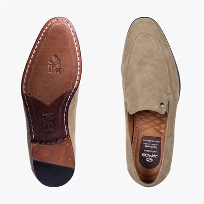 Men’s Beige Suede Leather Loafer - top and sole