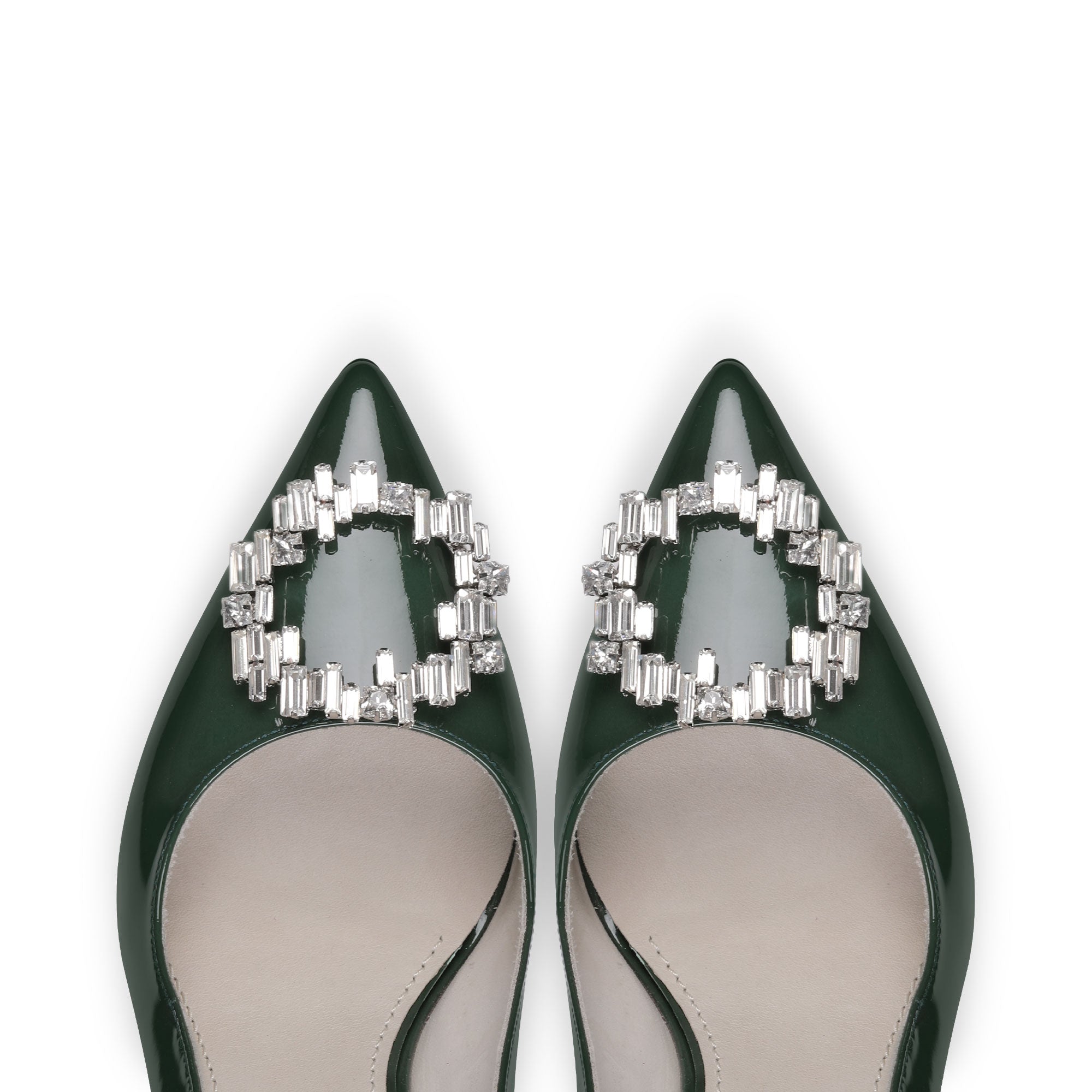 Women's Green Patent Crystal Buckle Pump