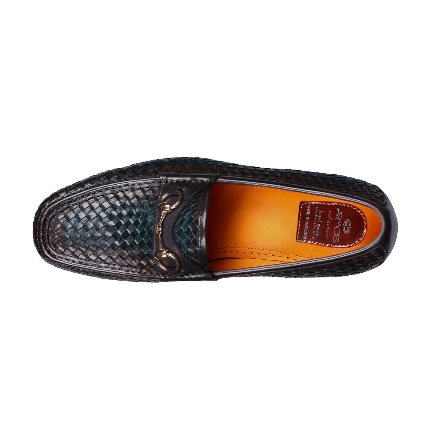 Patinated woven loafers