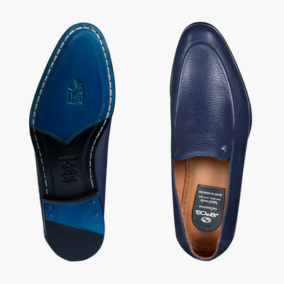 Handcrafted Men's Navy Deer Leather Loafer | Size 9.5 | ARMOS | 2-Year Warranty | Premium Materials Handcrafted Men's Navy Deer Leather Loafer | Size 9.5 | ARMOS | 2-Year Warranty | Premium Materials