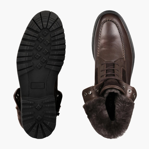 Men's Brown Leather Derby Winter Boot