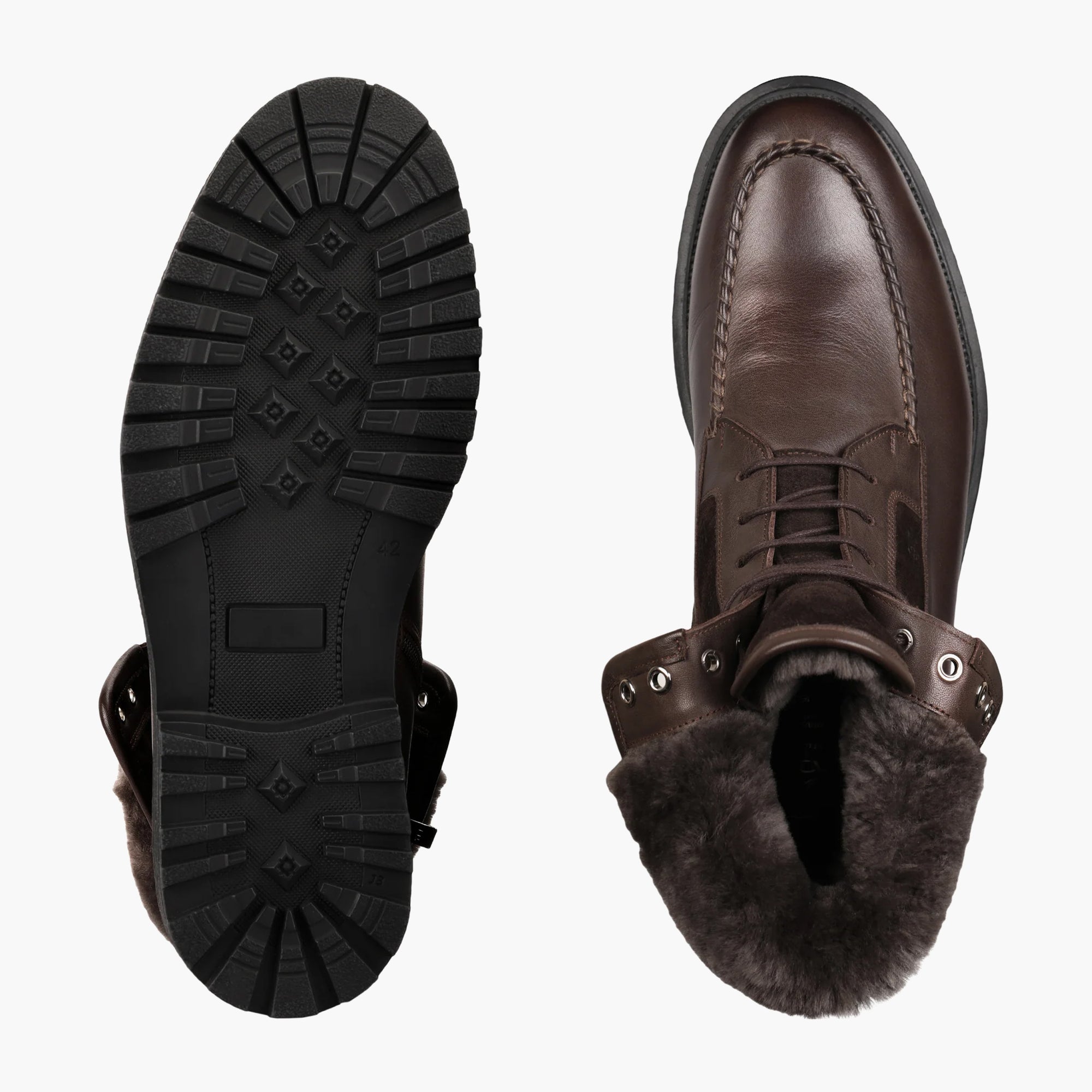 Men's Brown Leather Derby Winter Boot