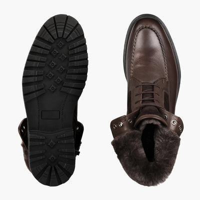 Men's Brown Leather Derby Winter Boot