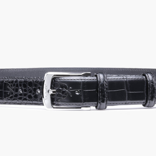 Men’s Black Crocodile Leather Belt