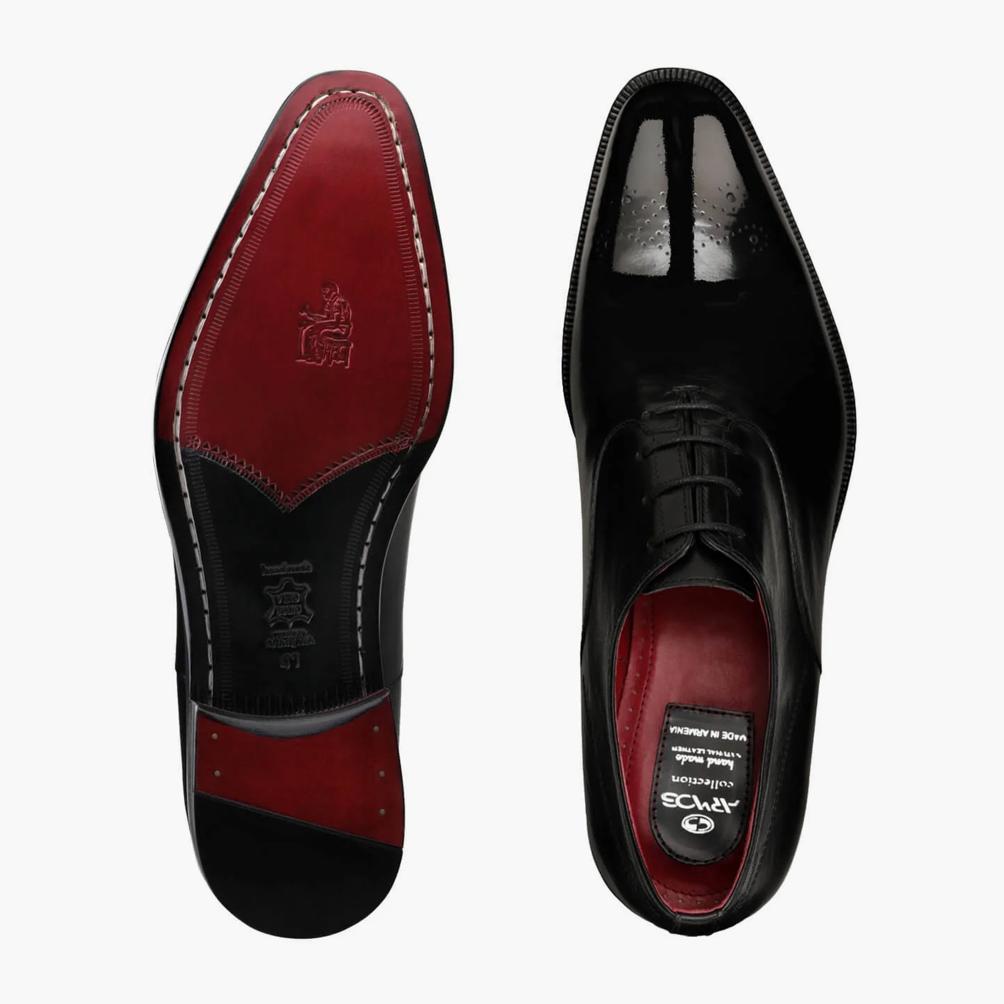 Men’s Black Leather Medallion Toe Oxford