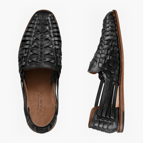 Men's Black Leather Huarache Sandal