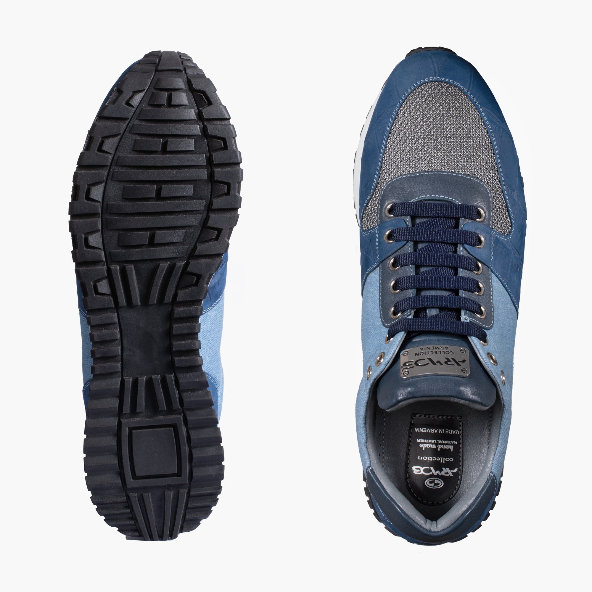 Men's Denim Croc-Embossed Matte Sneaker