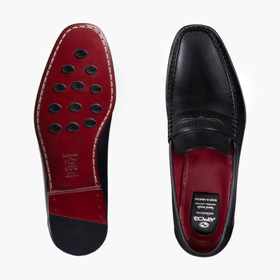 Men's Black Leather Slip-on Moccasin