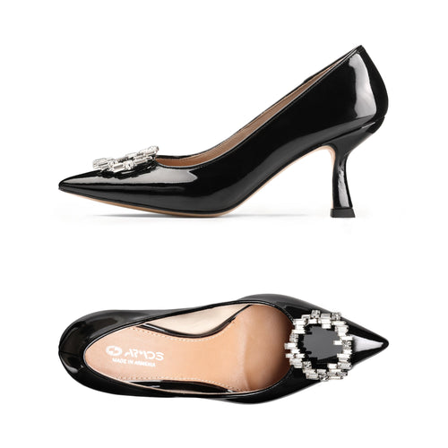 Women’s Black Patent Leather Brooch Pump