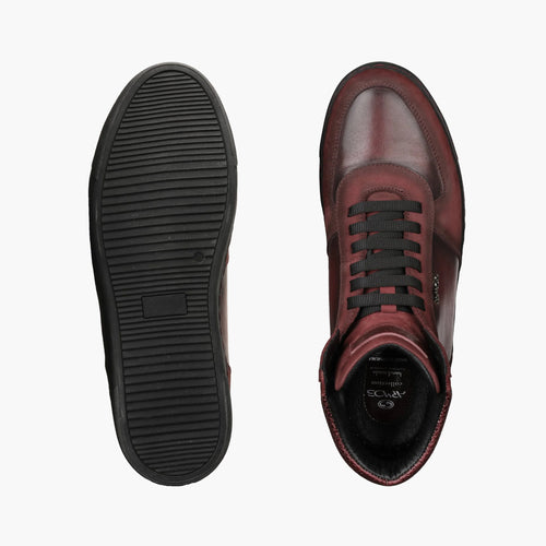 Men's Burgundy Nubuck and Leather Boot