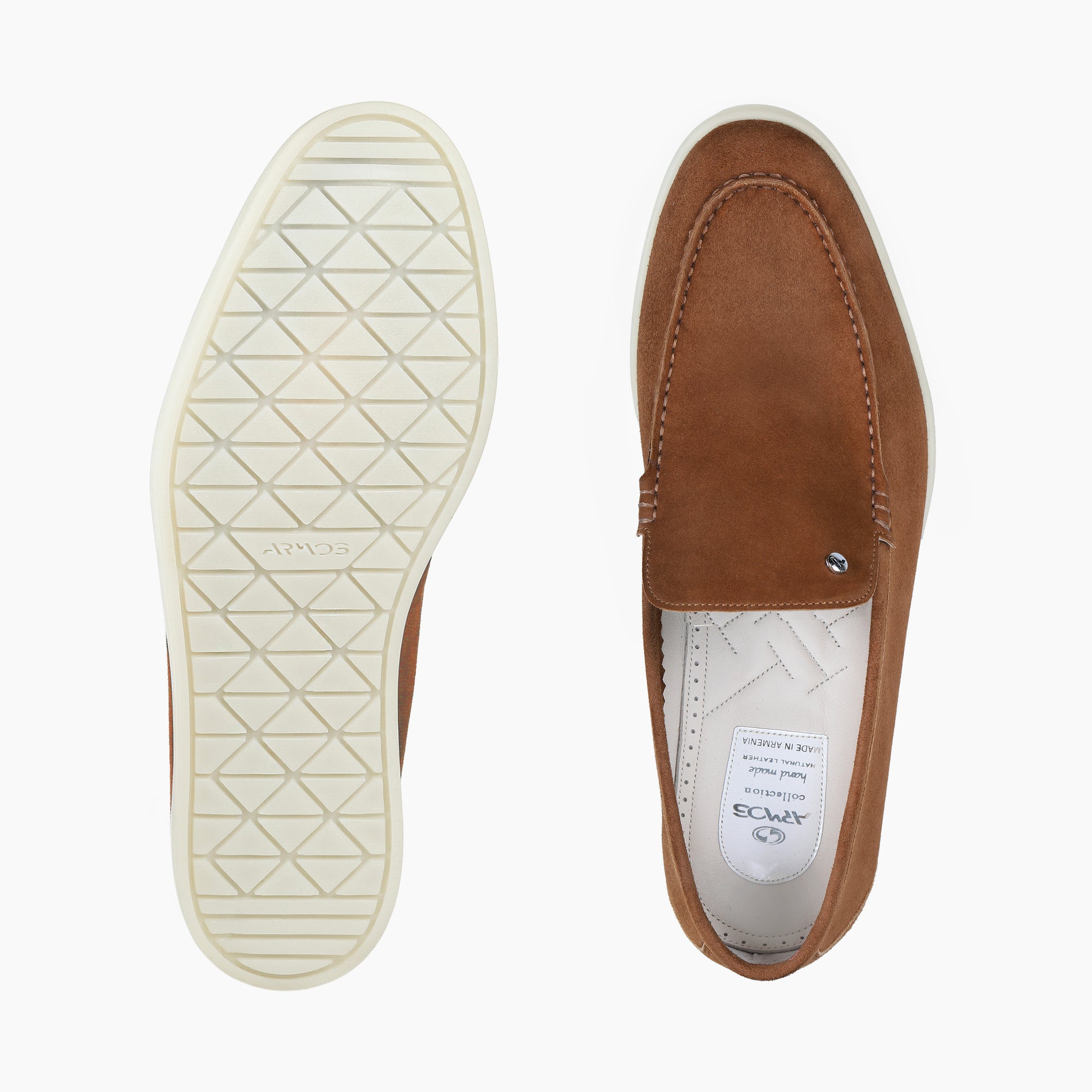 Men’s Cognac Suede Loafer - top and sole