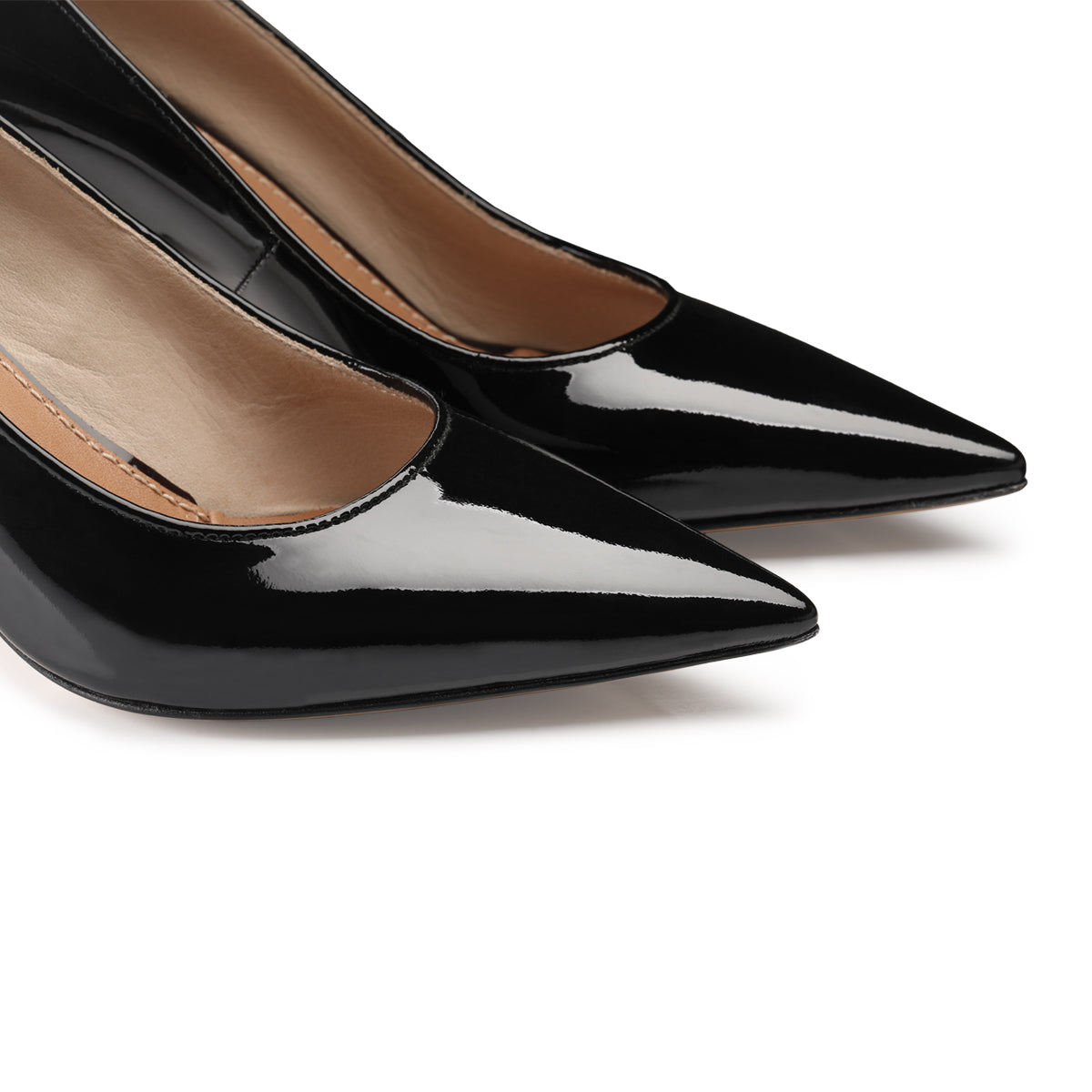 Women's Black Patent Flared-Heel Pump