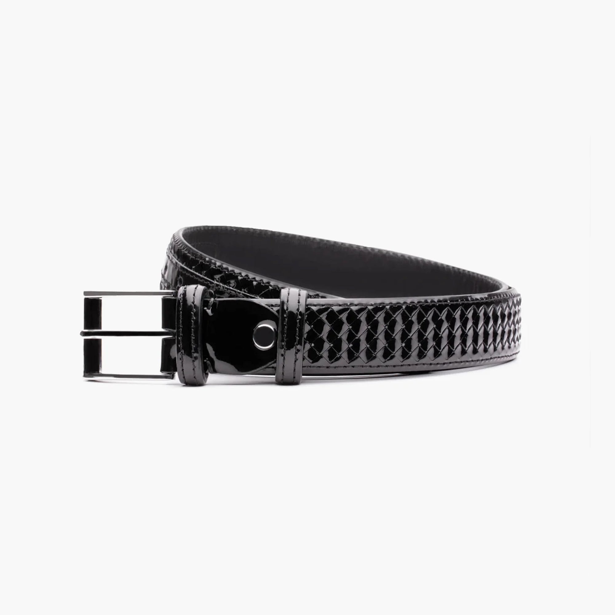 Men’s Black Patent Leather Braided Belt