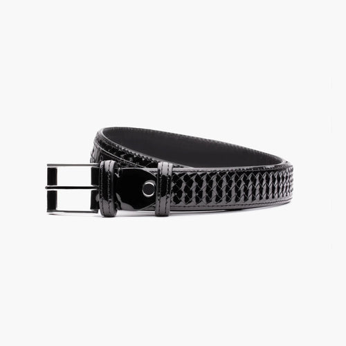 Men’s Black Patent Leather Braided Belt