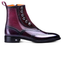 Men's Purple Leather Brogue Boot - right side