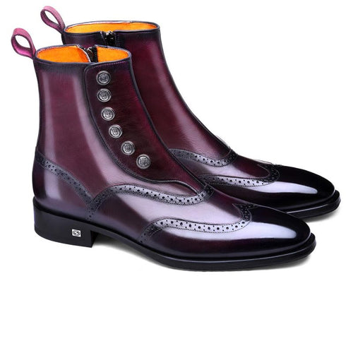 Men's Purple Leather Brogue Boot
