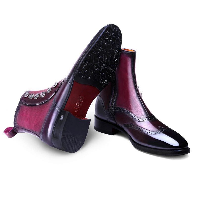 Men's Purple Leather Brogue Boot
