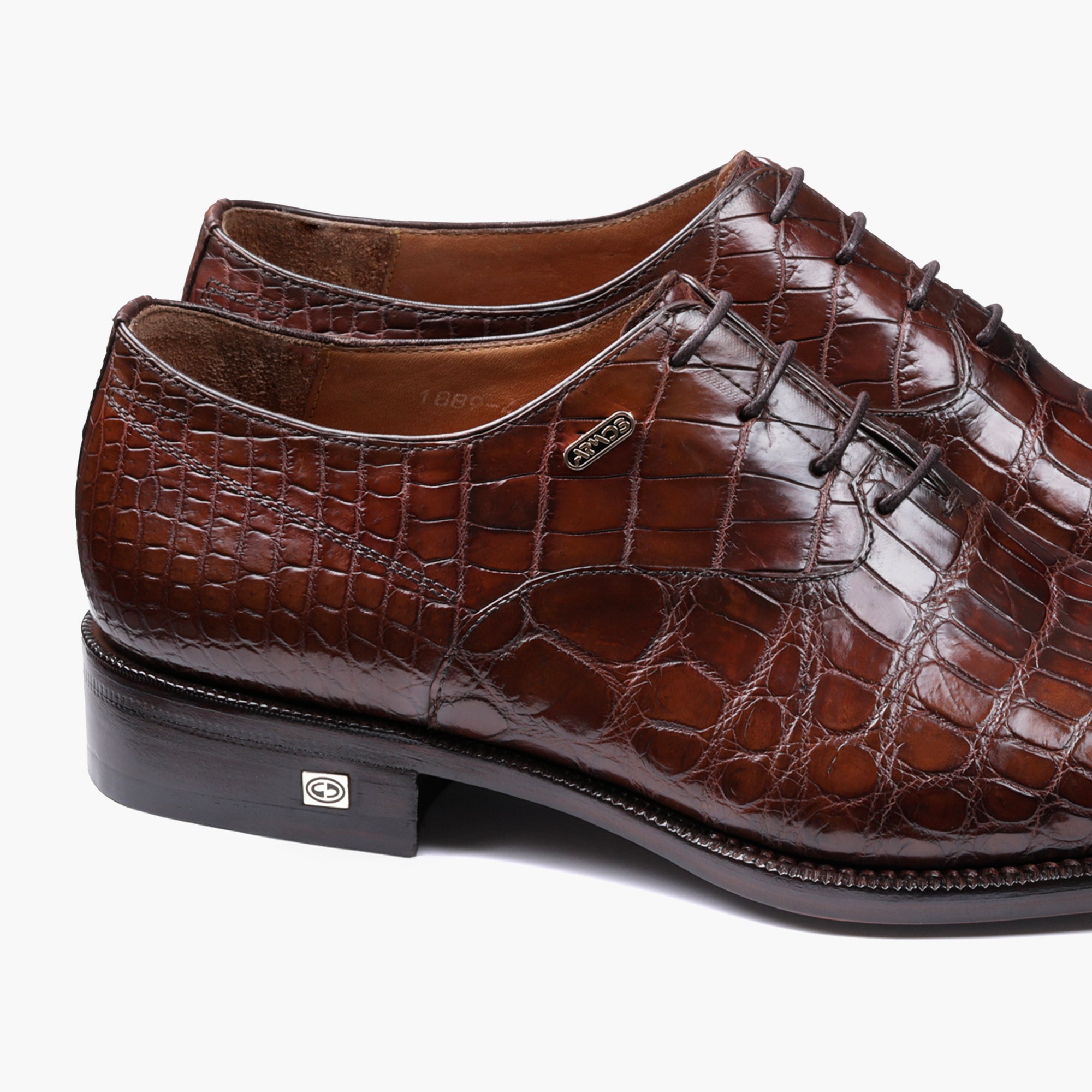Men's Brown Patina Crocodile Leather Oxford