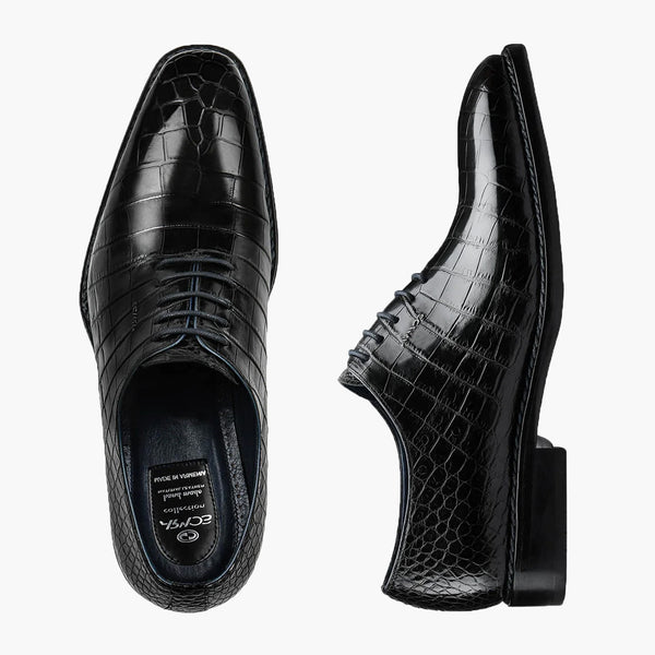Men's Black Crocodile Leather Oxford