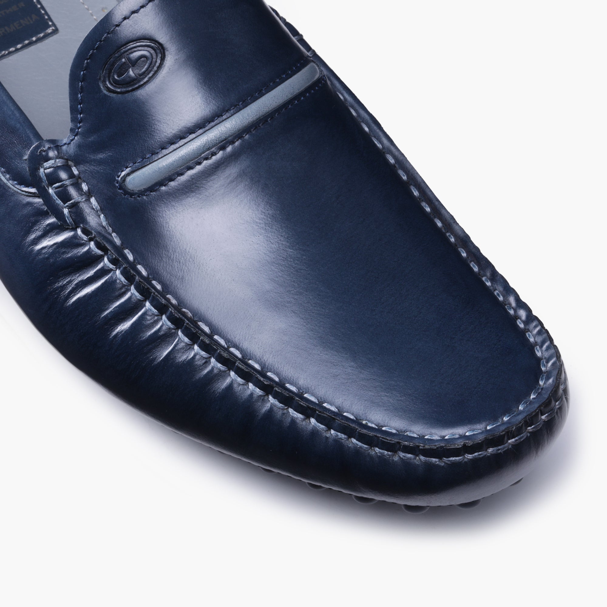 Men’s Navy Blue Leather Driving Moccasin