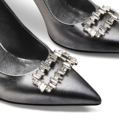 Women's Metallic Silver Leather Pump