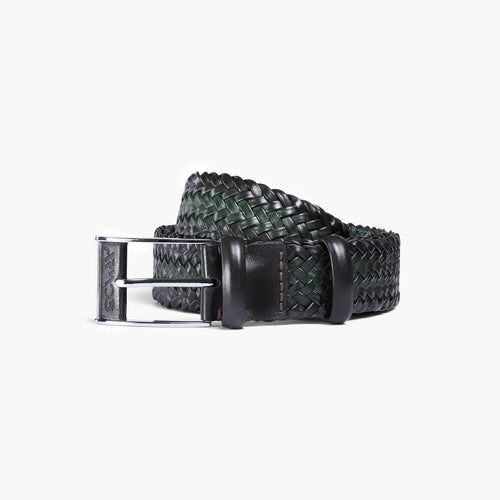 Men’s Green Patina Braided Leather Belt