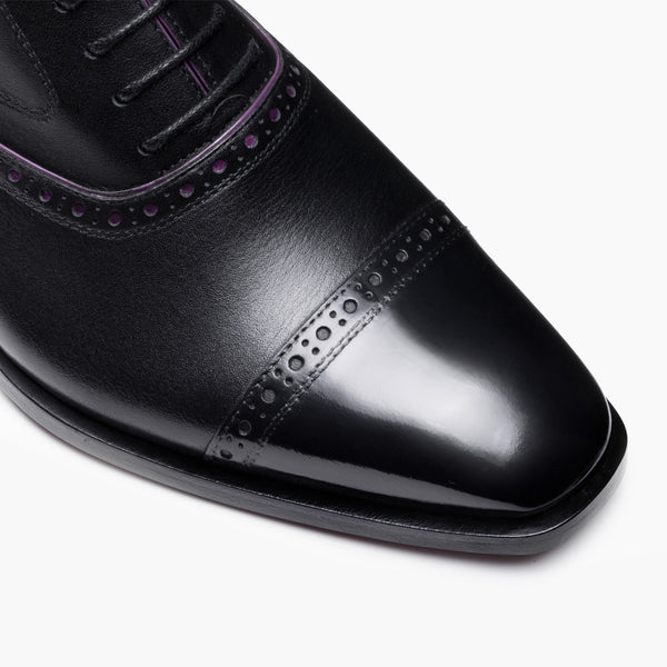Men's Black & Purple Leather Oxford