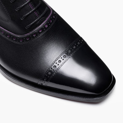 Men's Black & Purple Leather Oxford