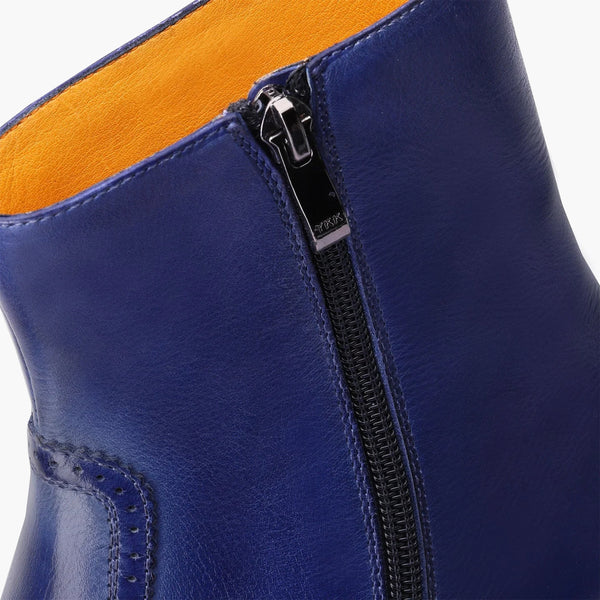 Men's Blue Patina Leather Ankle Boot