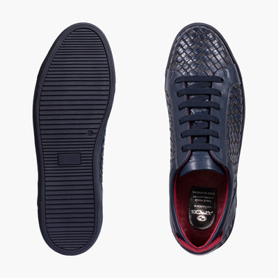 Men’s Dark Blue Leather Woven Sneaker