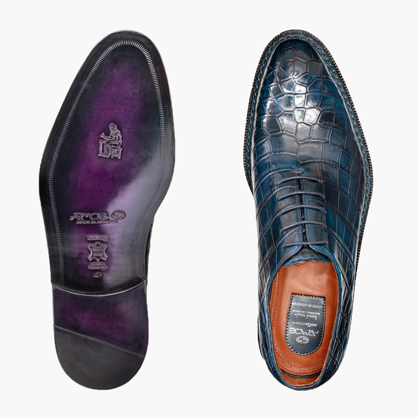 Men's Blue Crocodile Leather Oxford