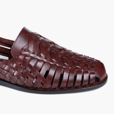 Men’s Burgundy Leather Huarache Sandal - detail