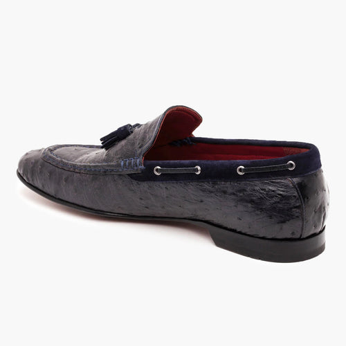 Men's Ink Blue Ostrich Leather Loafer
