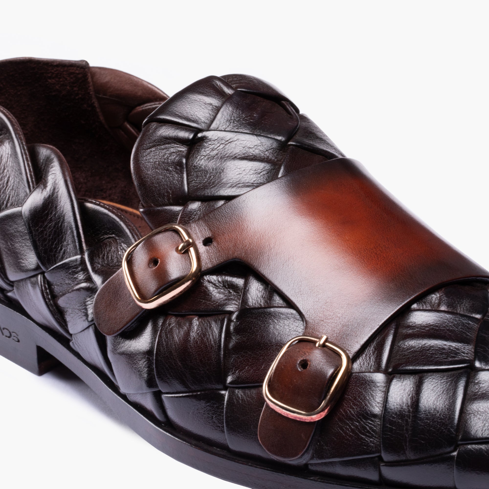 Men's Dark Brown Woven Double Monk Strap