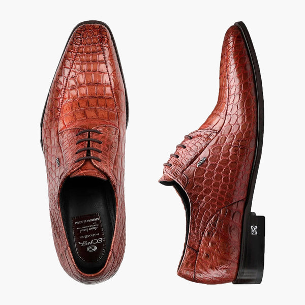 Men's Brown Crocodile Leather Oxford