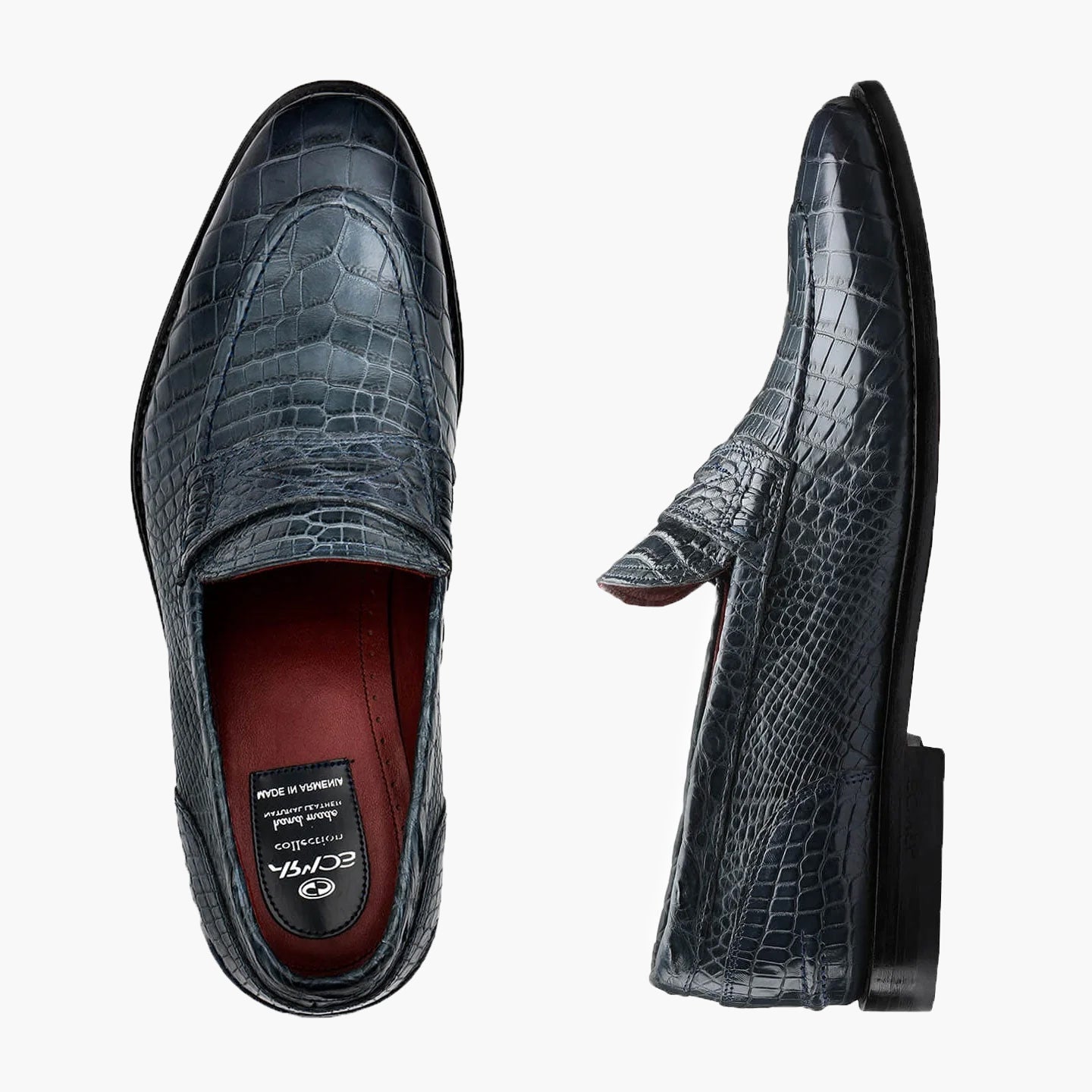 Men's Gray & Blue Crocodile Leather Loafer