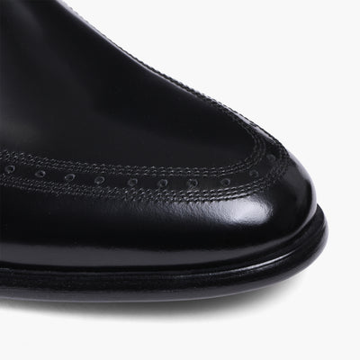Men's Black Leather Apron-Toe Derby - detail