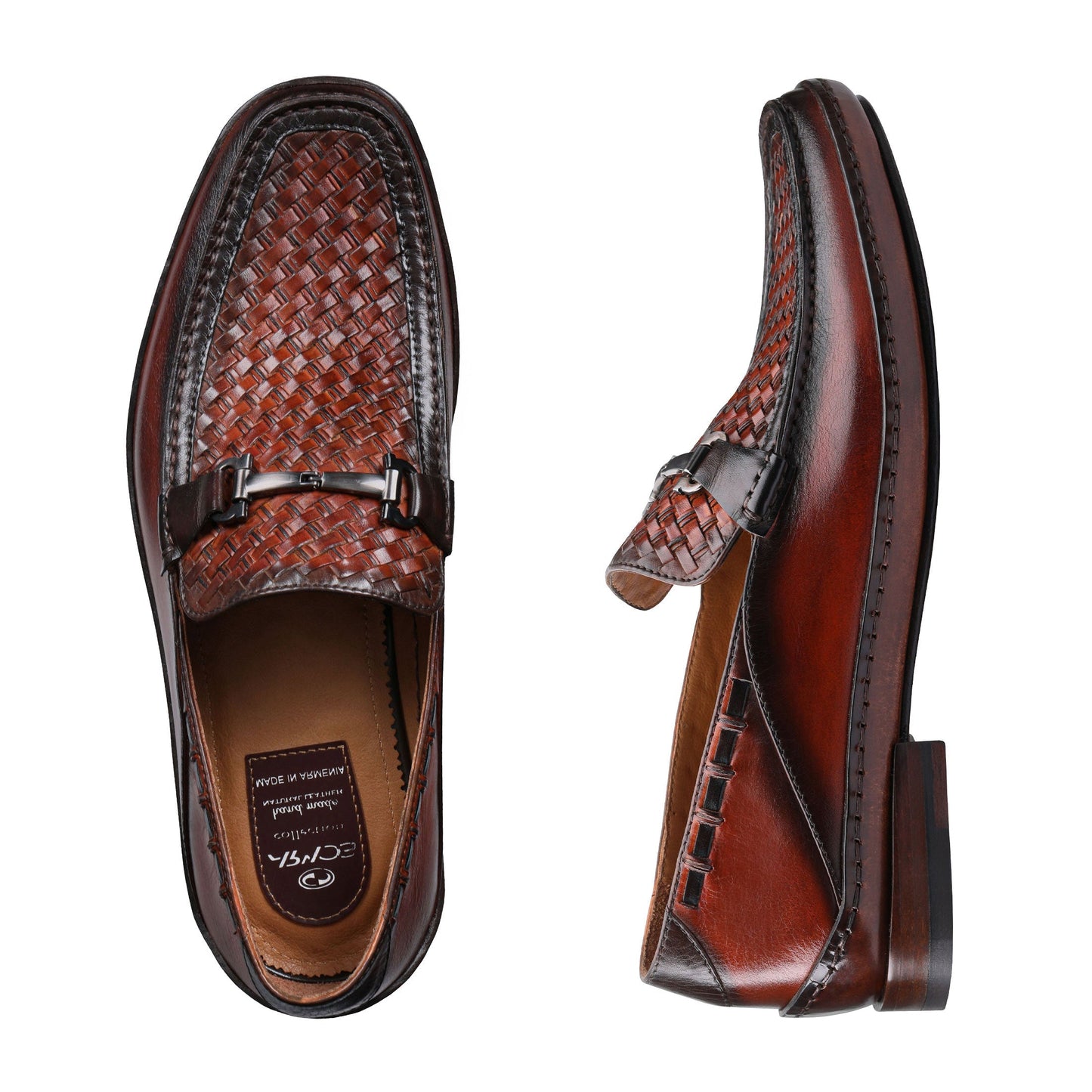 Brown woven loafers
