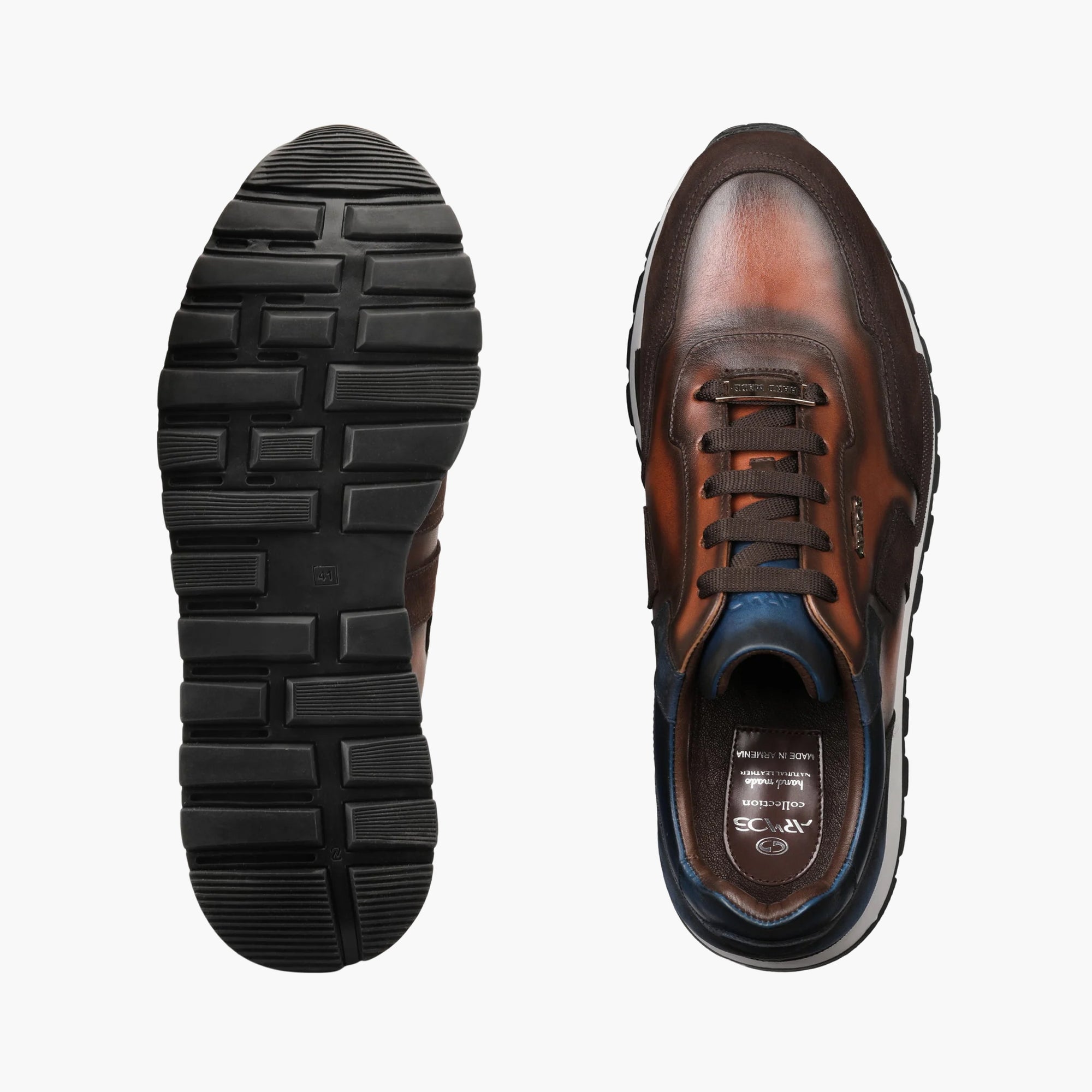 Men's Brown & Blue High-Top Sneaker