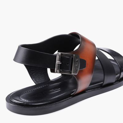 Men's Black And Brown Buckle Sandal - detail-3