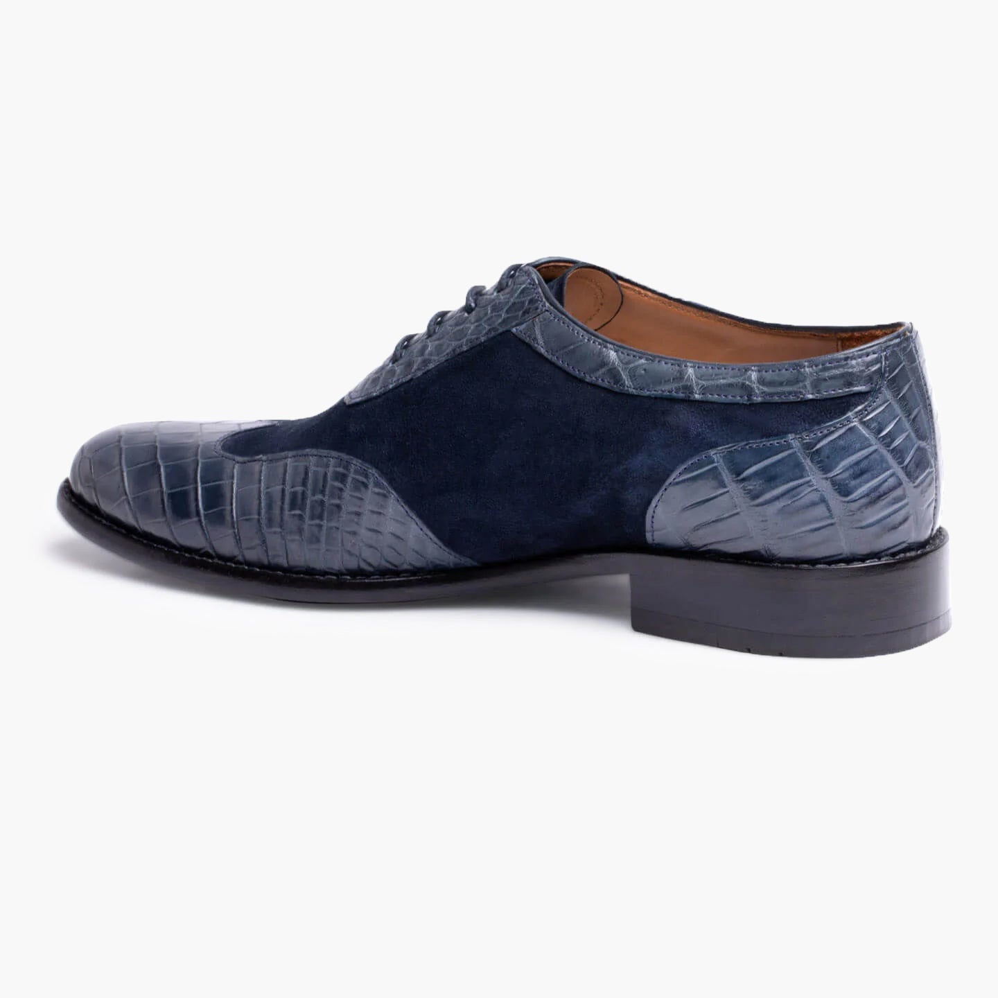 Men's Dark Blue Crocodile & Suede Oxford