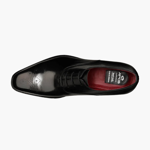 Men’s Black Leather Medallion Toe Oxford