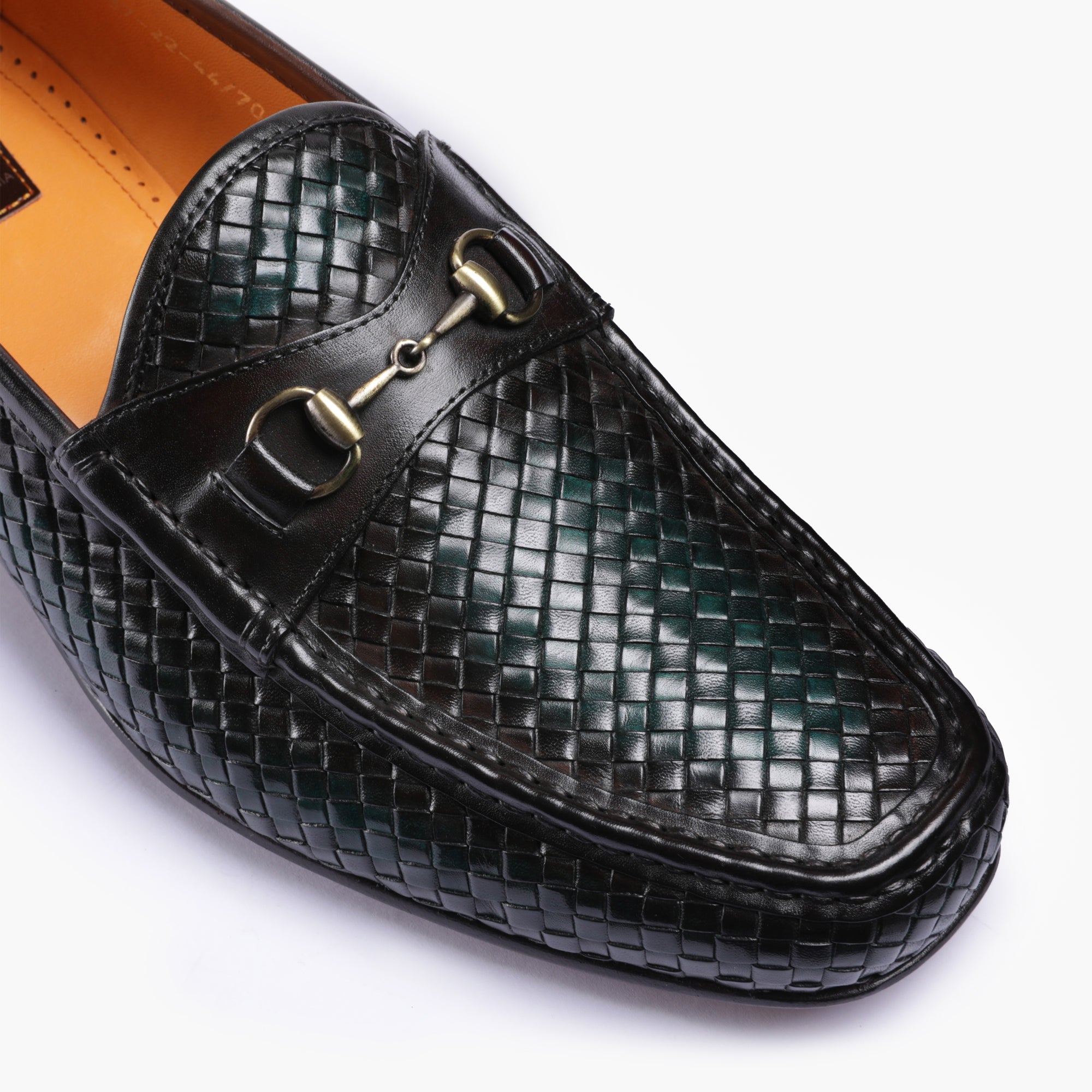 Men's Brown & Green Woven Moccasin