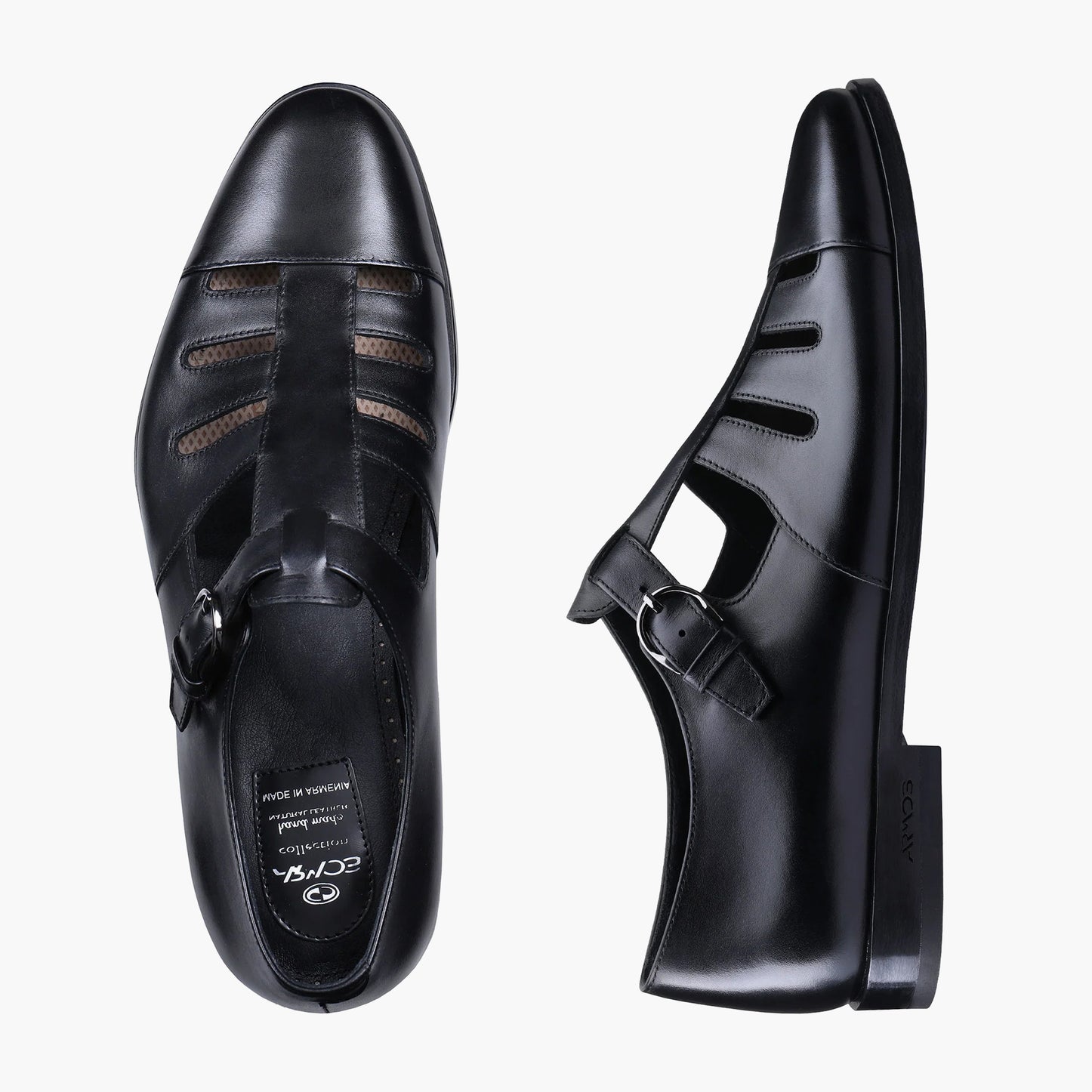 Men's Black Fisherman Sandal with Buckle