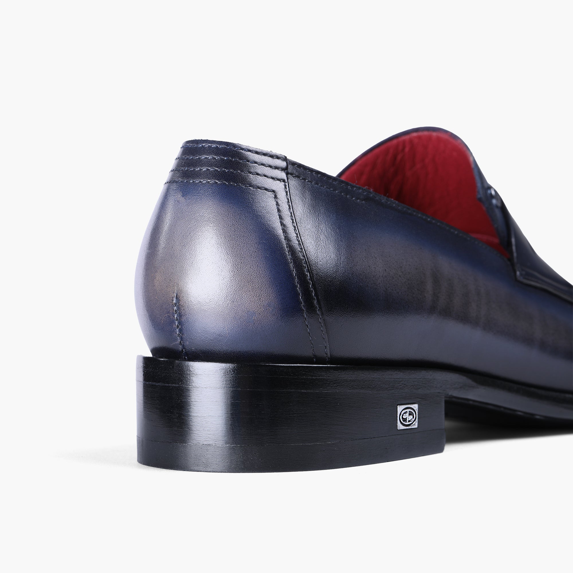 Men's Blue Patina Leather Penny Loafer - detail